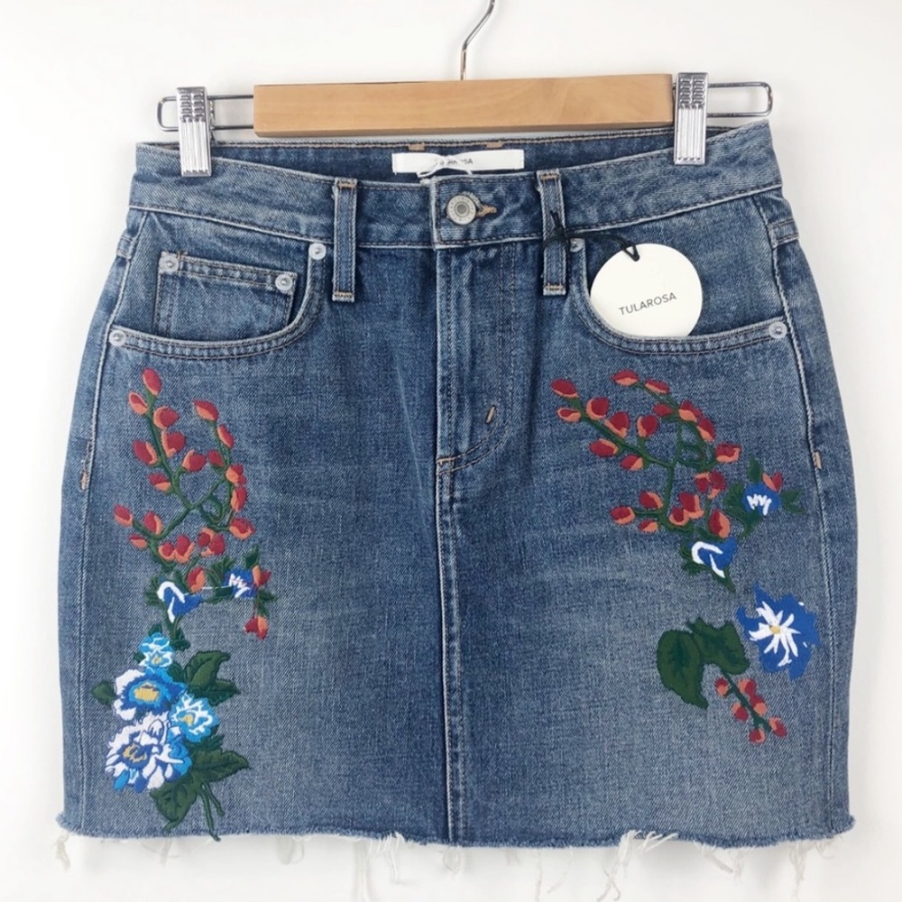 Tularosa | Embroidered Denim Mini Skirt Aubrey